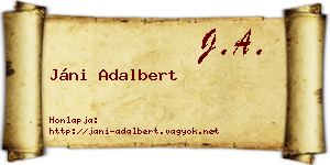 Jáni Adalbert névjegykártya
